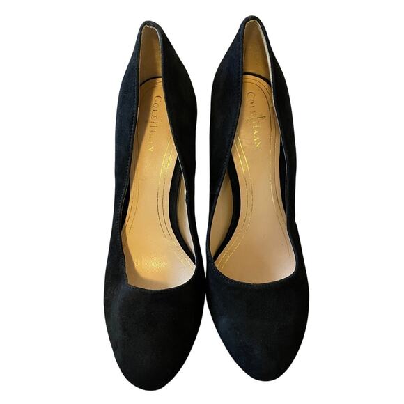 Cole Haan 7.5 Lainey Air Suede Pumps Almond Toe Heels Classic Comfort Black EUC! - Picture 2 of 6